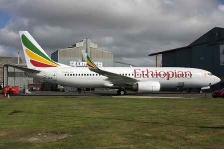 Ethiopian Airlines' "new" Boeing 737-8AS ET-ANB (msn 29935, ex EI-CSW) is pictured at Lasham before it departed on September 13.  Copyright Photo: Antony J. Best.
