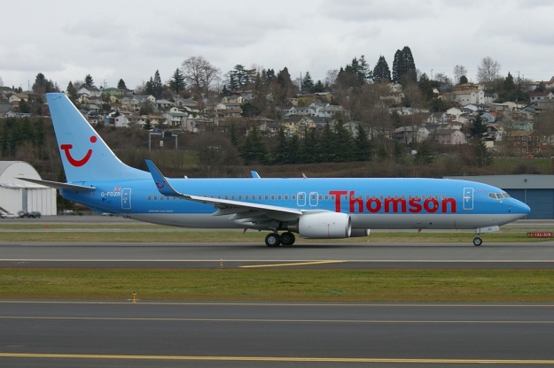 G-FDZR taxies at Seattle (King County-Boeing Field) in the 2001 TUI "smile" livery.  Copyright Photo: Joe G. Walker.