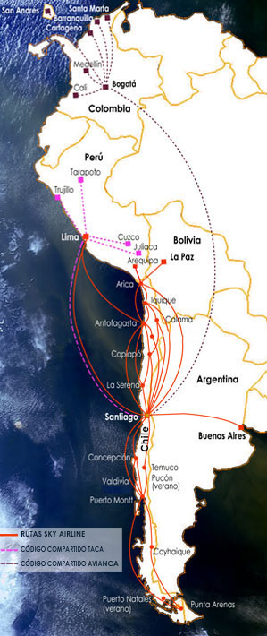 Sky Airline (Chile) 6:2013 Route Map