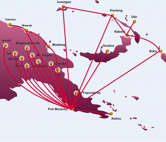 Air Niugini 8:2013 Domestic Route Map