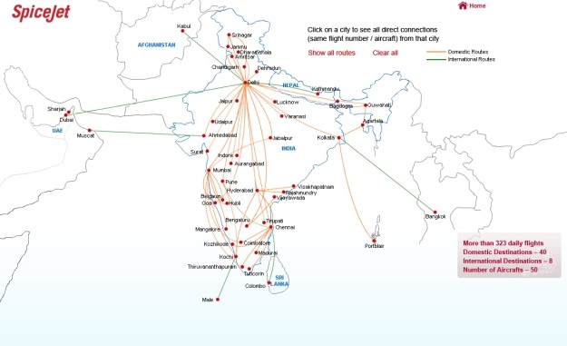 SpiceJet 11.2014 Route Map