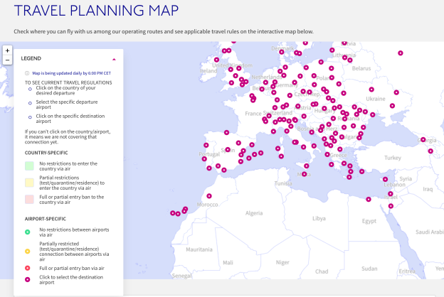 wizz air travel planning map